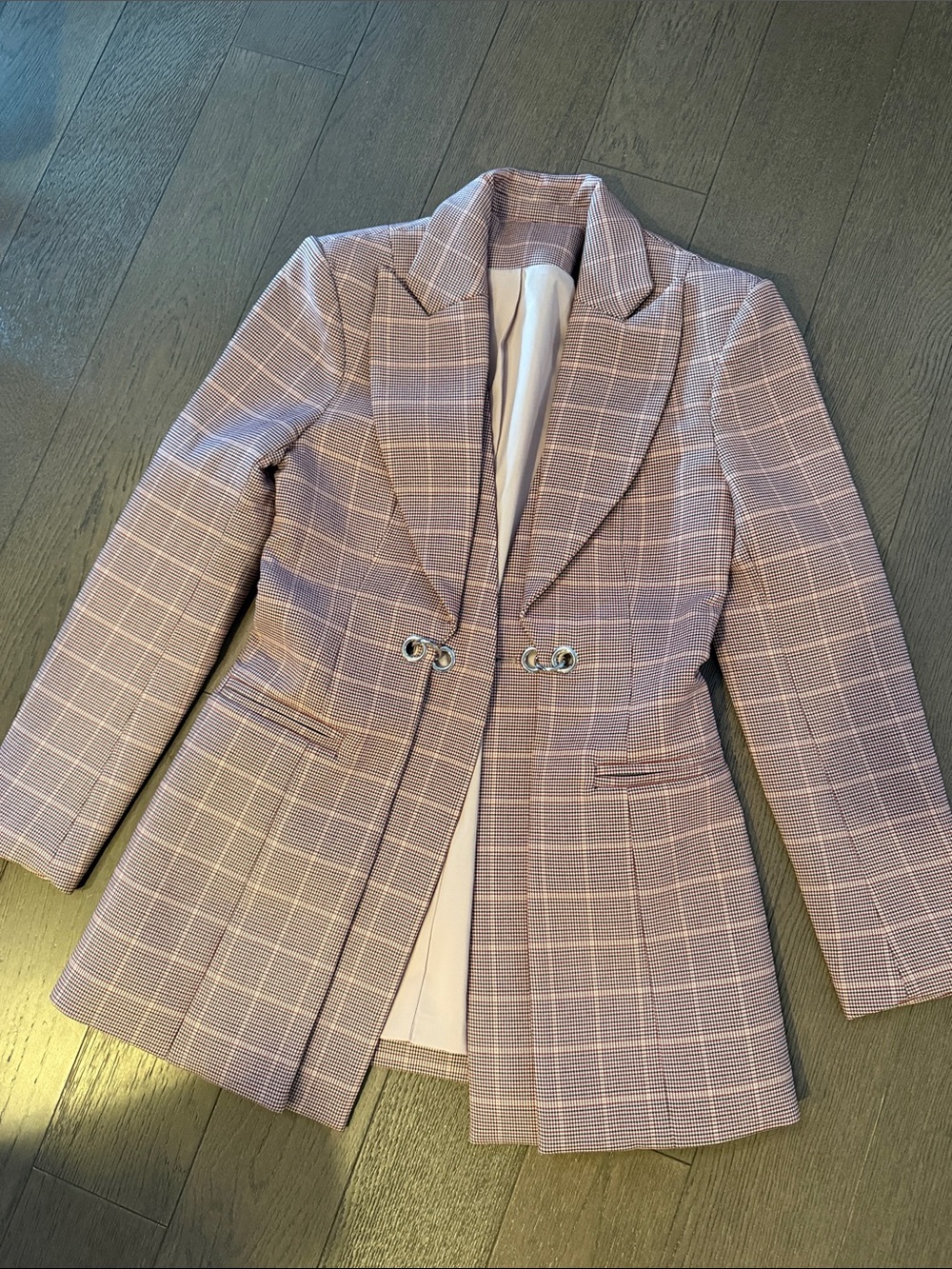 Women's Beige Plaid Tailored Blazer